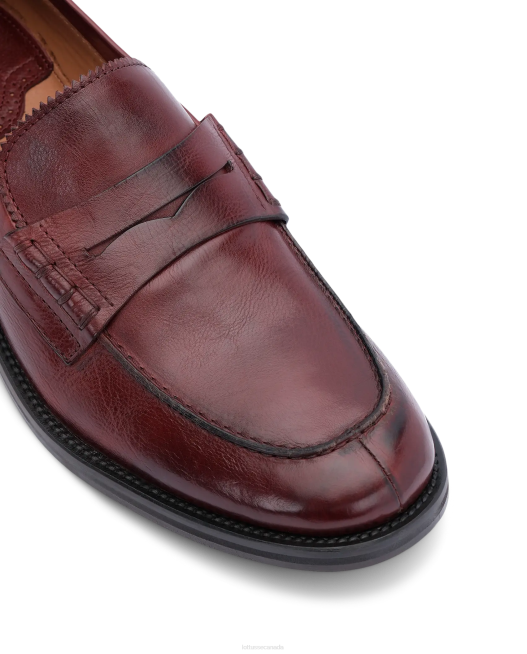 Orwell Burgundy Calfskin Loafers Lottusse Men Maroon Footwear L4RH168